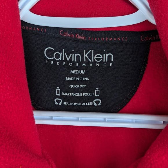 Calvin Klein Performance Activewear Red Fleece Zip Up Vest Size  Woman Medium - Picture 3 of 11